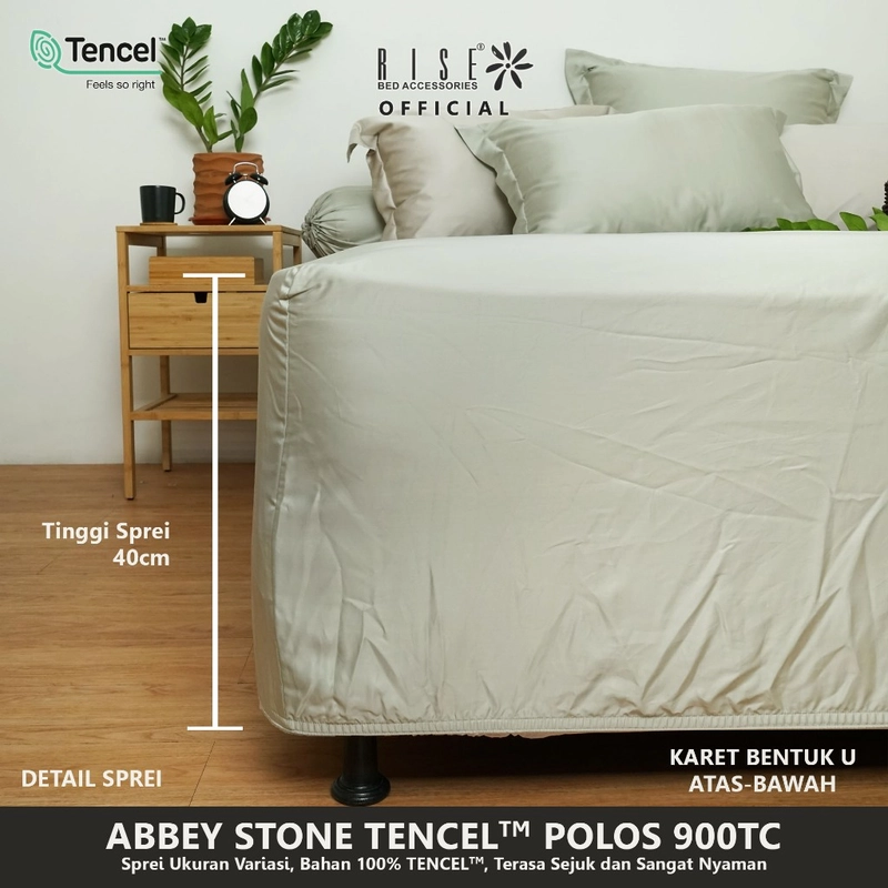 Product image Rise Sprei Set Bed Cover TENCEL Lyocell 900TC Motif Abbey Stone 160 x 200 all variant